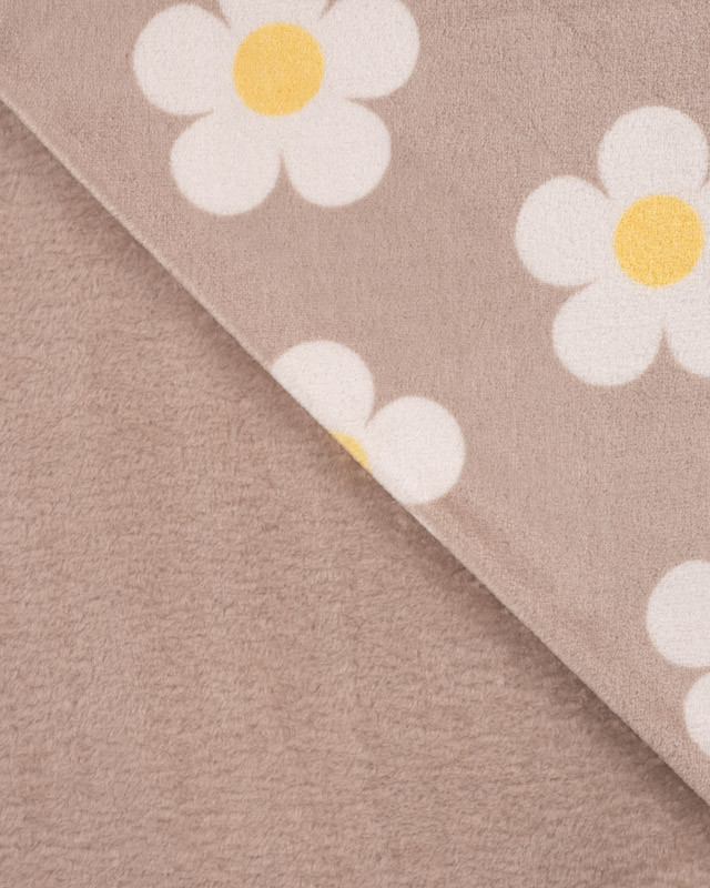 Tissu Doudou Flower Power Taupe - Mercerine