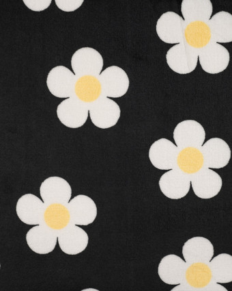 Tissu Doudou Flower Power Noir - Mercerine