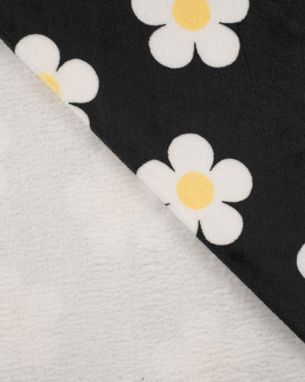 Tissu Doudou Flower Power Noir - Mercerine