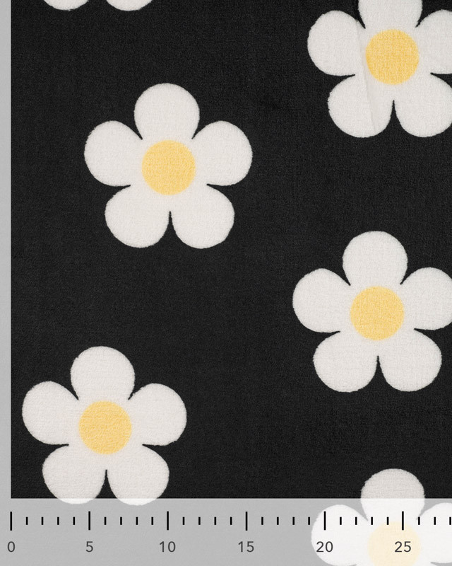 Tissu Doudou Flower Power Noir - Mercerine