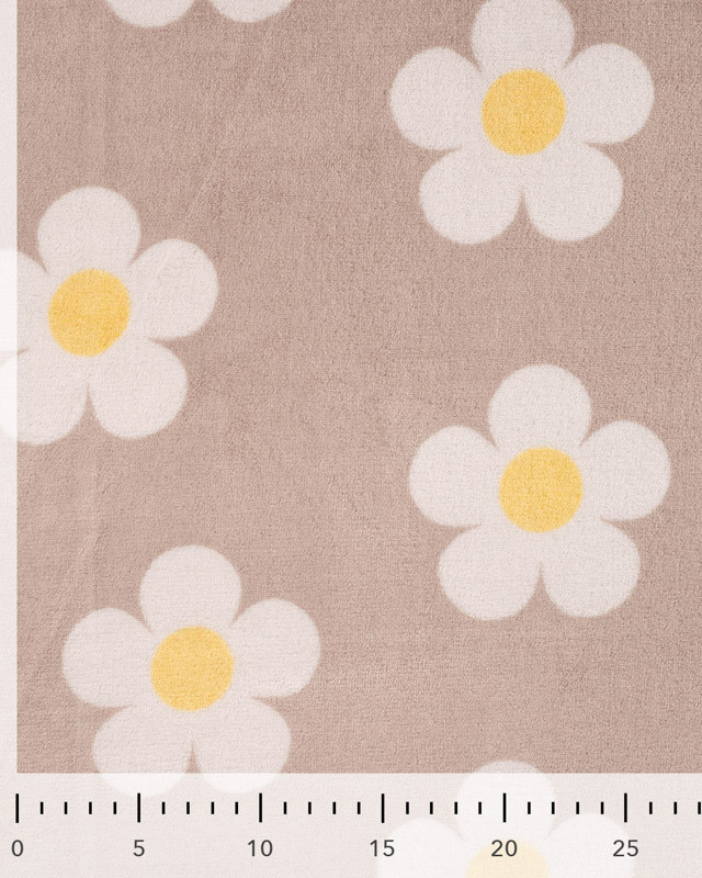 Tissu Doudou Flower Power Taupe - Mercerine