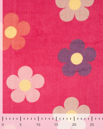 Tissu Doudou Flower Power Rose - Mercerine