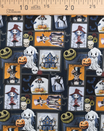 Tissu Coton Halloween Personnages - Oeko-Tex - Mercerine