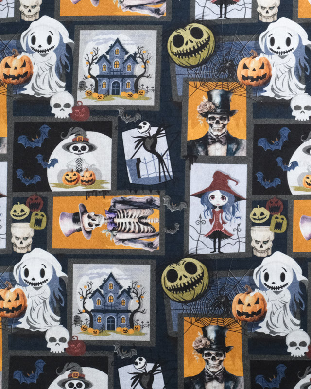 Tissu Coton Halloween Personnages - Oeko-Tex - Mercerine