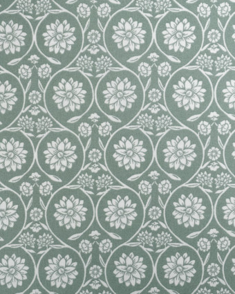 Cretonne de Coton Motif Floral Vert - Oeko-Tex - Mercerine