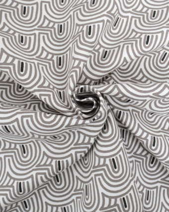 Tissu Demi Natté Motif Abstrait Gris - Oeko-Tex - Mercerine