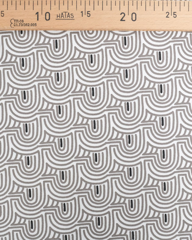 Tissu Demi Natté Motif Abstrait Gris - Oeko-Tex - Mercerine