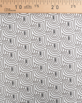 Tissu Demi Natté Motif Abstrait Gris - Oeko-Tex - Mercerine