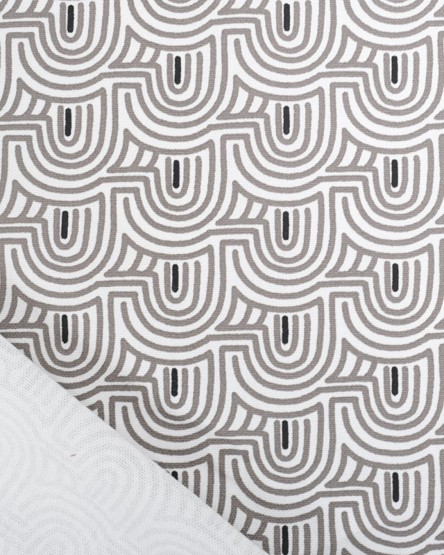 Tissu Demi Natté Motif Abstrait Gris - Oeko-Tex - Mercerine