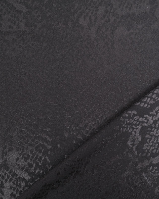 Tissu Satin Python Noir - Oeko-Tex - Mercerine