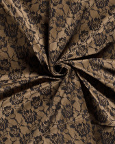 Tissu Jersey Milano Camel Dentelle Noire - Oeko-Tex