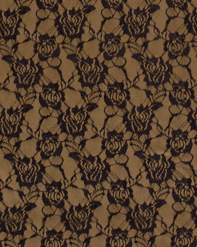 Tissu Jersey Milano Camel Dentelle Noire - Oeko-Tex - Mercerine