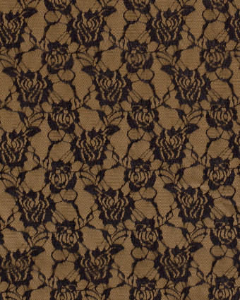 Tissu Jersey Milano Camel Dentelle Noire - Oeko-Tex - Mercerine