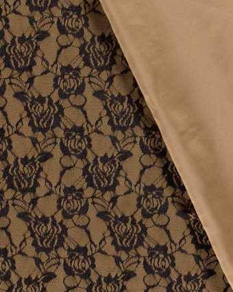 Tissu Jersey Milano Camel Dentelle Noire - Oeko-Tex - Mercerine