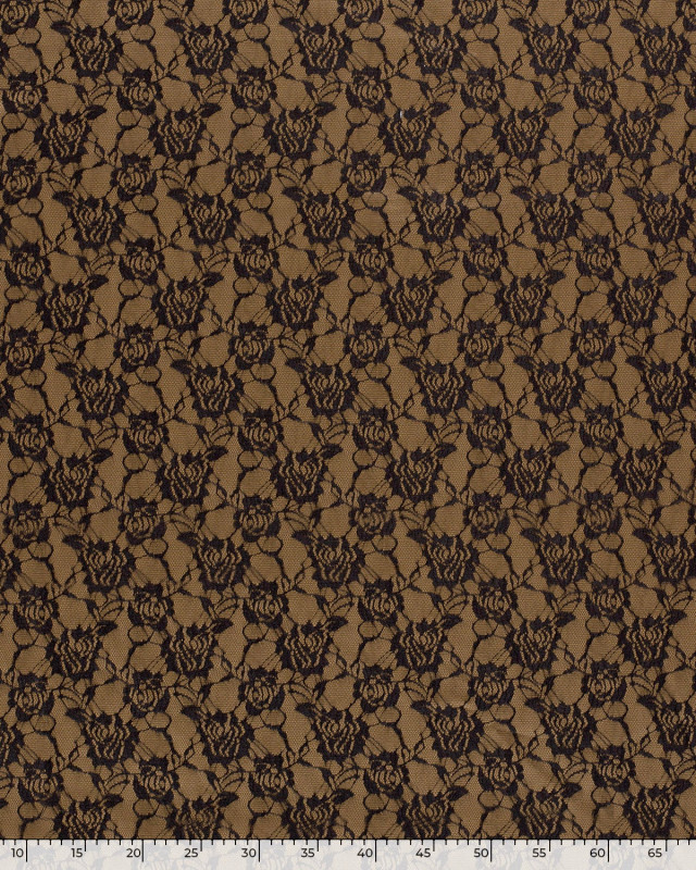 Tissu Jersey Milano Camel Dentelle Noire - Oeko-Tex - Mercerine