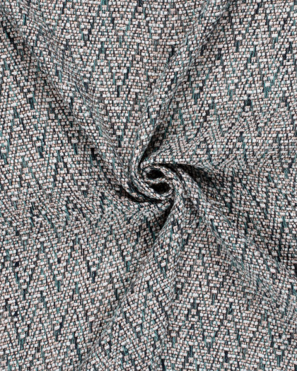 Tissu Tweed Chevrons Bleu Lurex - Oeko-Tex - Mercerine