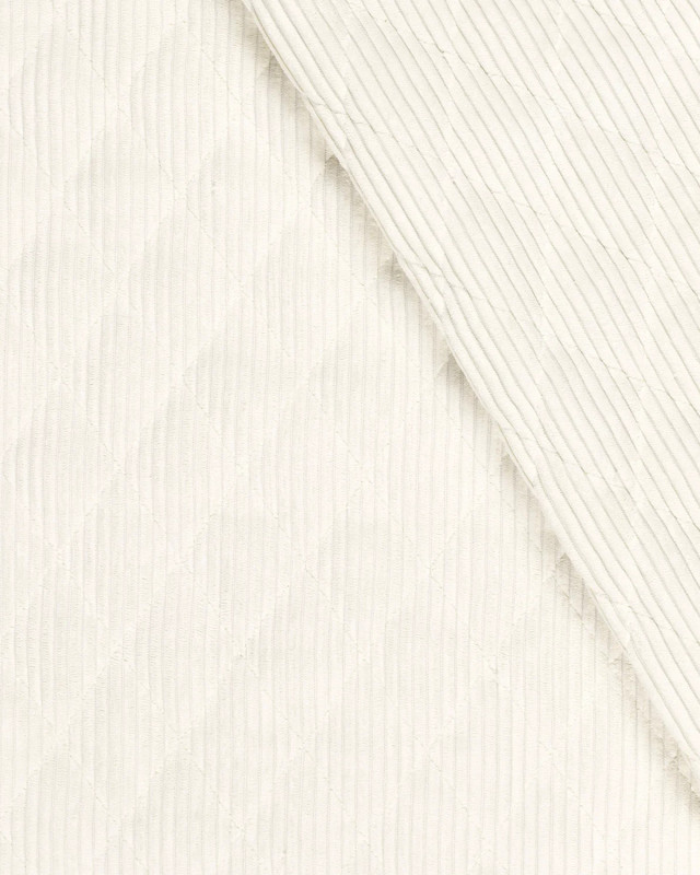 Tissu Velours Côtelé Matelassé Double Face Blanc Cassé - Mercerine