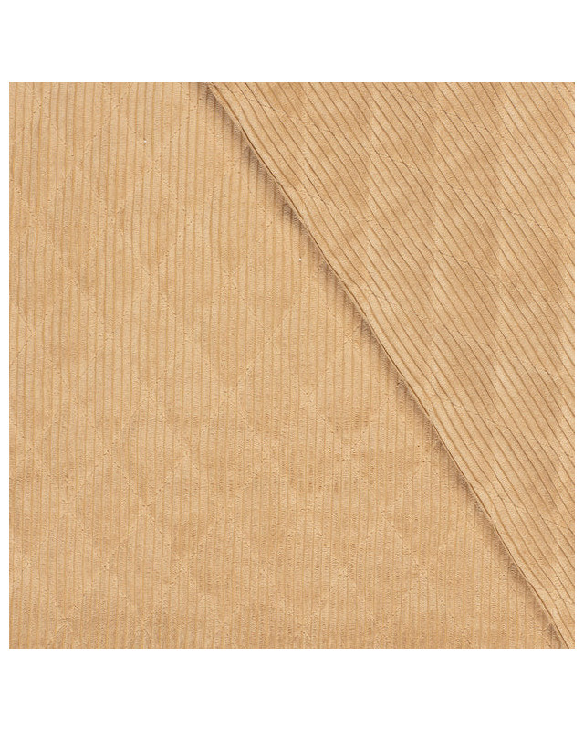 Tissu Velours Côtelé Matelassé Double Face Camel - Mercerine