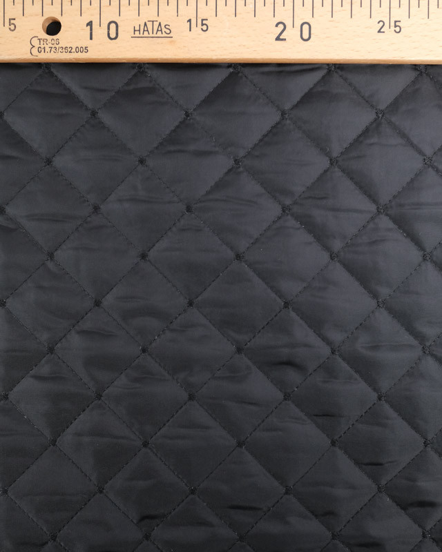 Tissu Matelassé Doudoune Noir à Carreaux -  Mercerine