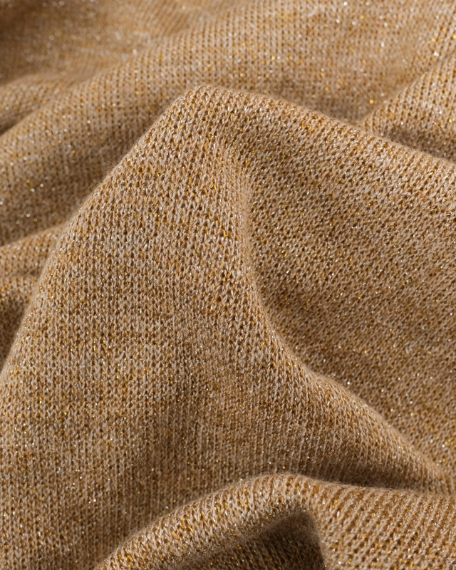 Tissu Maille Lurex Camel Premium - Oeko-Tex - Mercerine