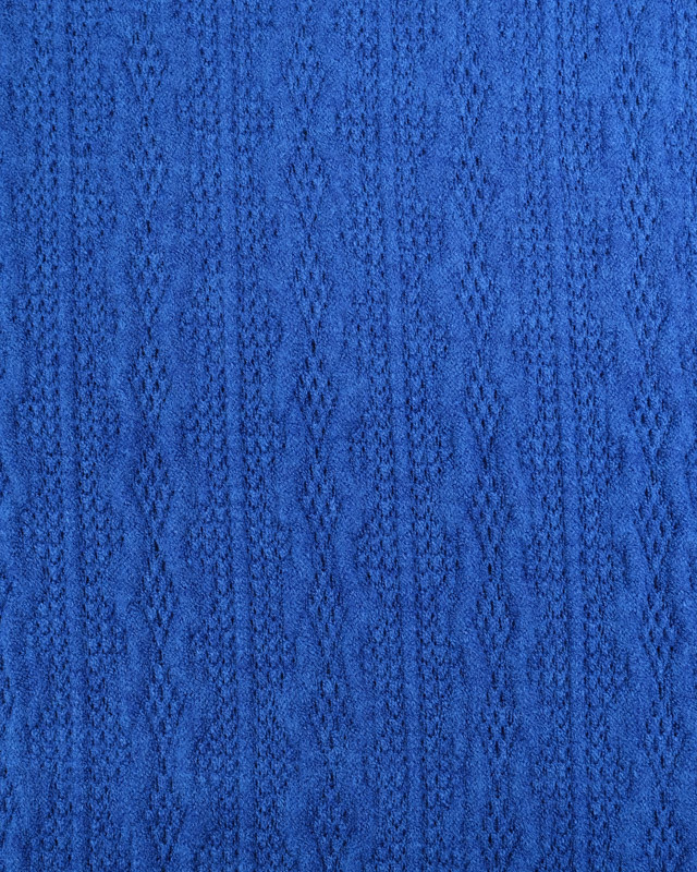 Tissu Maille Douce Ajourée Bleu Roi - Mercerine