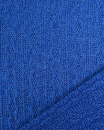 Tissu Maille Douce Ajourée Bleu Roi - Mercerine