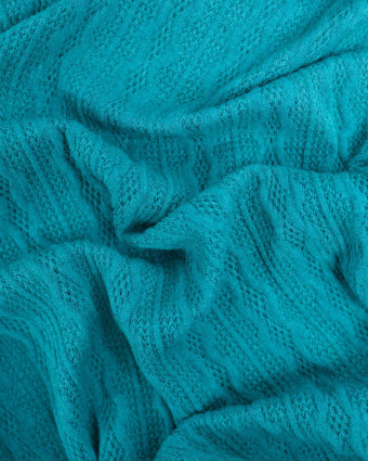 Tissu Maille Douce Ajourée Turquoise - Mercerine