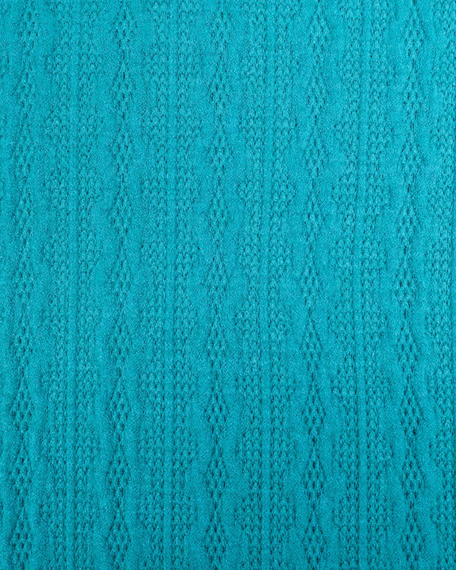 Tissu Maille Douce Ajourée Turquoise - Mercerine