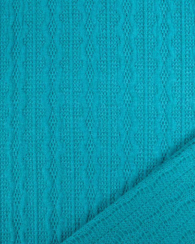 Tissu Maille Douce Ajourée Turquoise - Mercerine