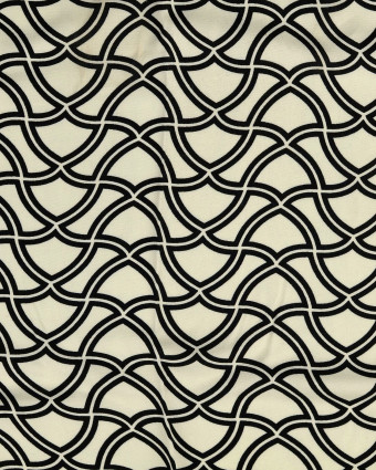 Viscose Twill Motif Seventies Géométrique Ecru - Mercerine