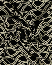 Tissu Viscose Twill Motif Seventies Géométrique Noir