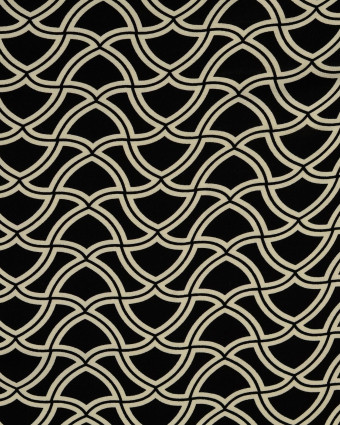 Tissu Viscose Twill Motif Seventies Géométrique Noir - Mercerine