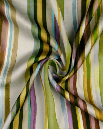 Satin De Viscose à Rayures Vert - Mercerine