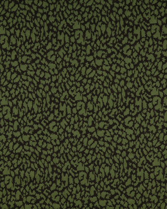 Jacquard Léger Stretch Motif Léopard Kaki - Mercerine