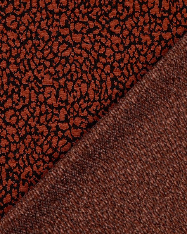 Jacquard Léger Stretch Motif Léopard Terracotta - Mercerine