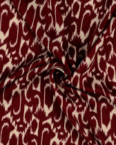 Satin De Viscose Joli Motif Ethnique Bordeaux