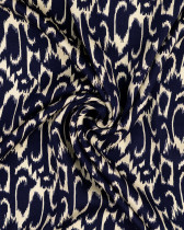 Satin De Viscose Joli Motif Ethnique Bleu Marine