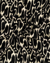 Satin De Viscose Joli Motif Ethnique Noir