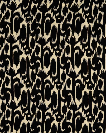 Satin De Viscose Joli Motif Ethnique Noir - Mercerine