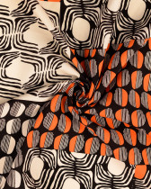 Popeline de Viscose Motif Patchwork Orange