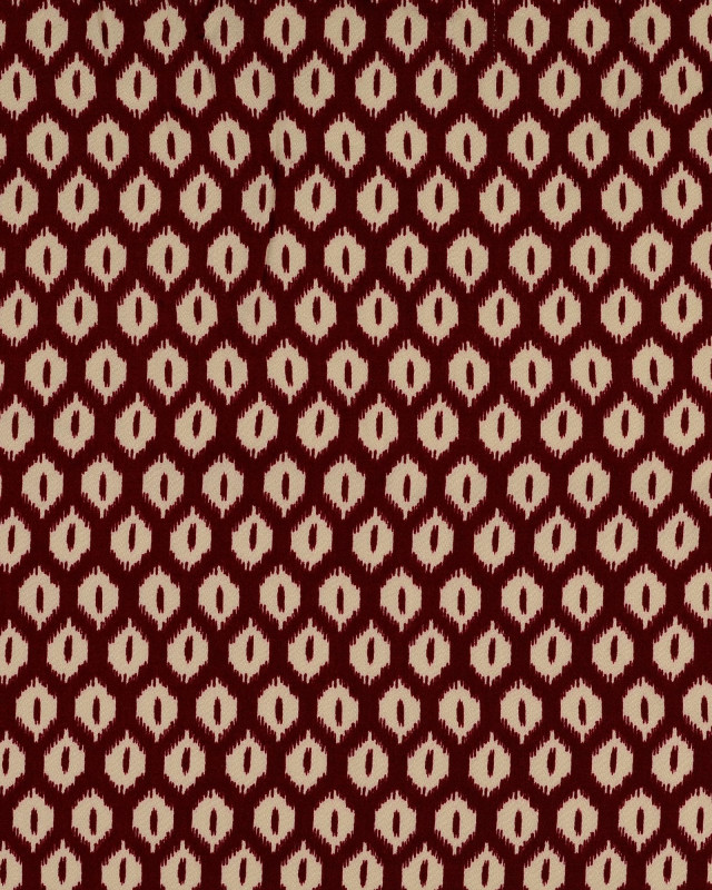 Satin De Viscose Joli Motif Géométrique Ethnique Bordeaux - Mercerine