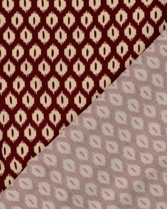 Satin De Viscose Joli Motif Géométrique Ethnique Bordeaux - Mercerine