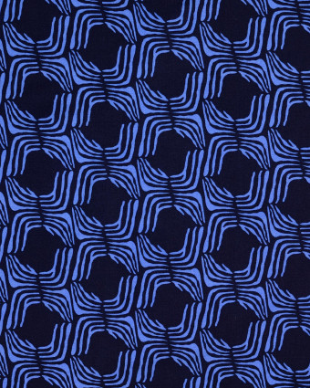 Viscose Popeline Motif Ethnique Bleu - Mercerine