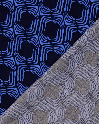 Viscose Popeline Motif Ethnique Bleu - Mercerine