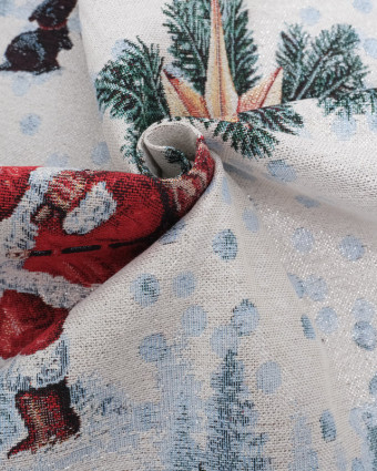 Tissu Jacquard De Noël Lurex Argent- Mercerine