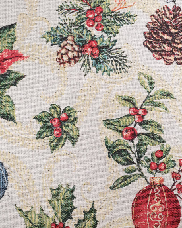 Tissu Jacquard De Noël Fleurs De Noël - Mercerine