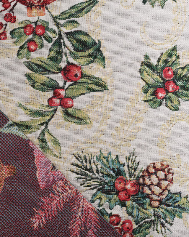 Tissu Jacquard De Noël Fleurs De Noël - Mercerine