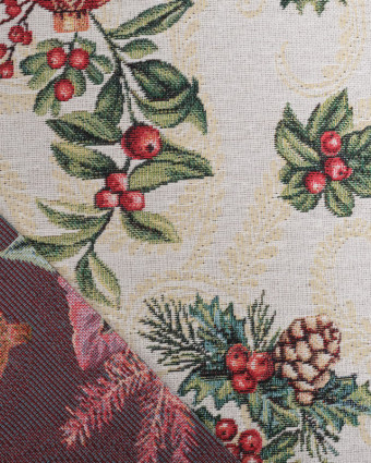 Tissu Jacquard De Noël Fleurs De Noël - Mercerine