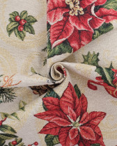 Tissu Jacquard De Noël Fleurs De Noël Lurex