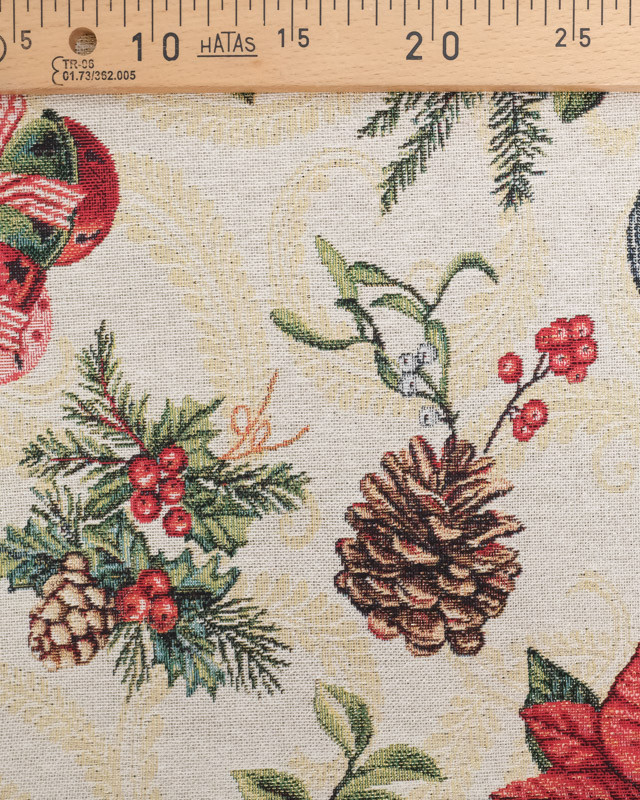 Tissu Jacquard De Noël Fleurs De Noël Lurex - Mercerine